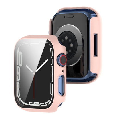 Shockproof PC Protective Case with Tempered Glass Film For Apple Watch Series 9 / 8 / 7 45mm(blue) - Watch Cases by buy2fix | Online Shopping UK | buy2fix