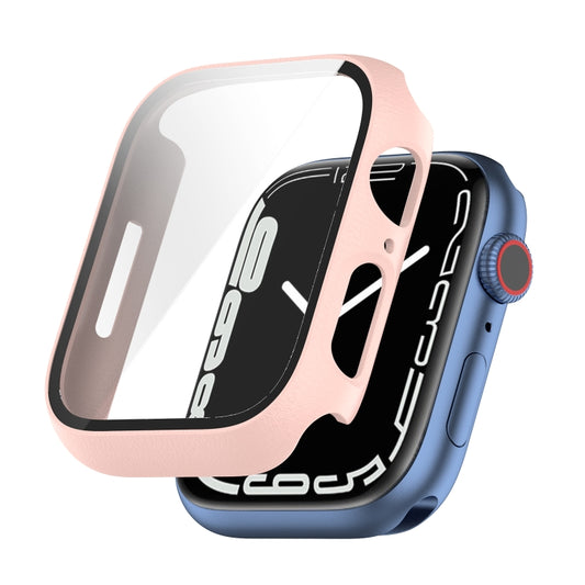 Shockproof PC Protective Case with Tempered Glass Film For Apple Watch Series 9 / 8 / 7 41mm(pink) - Watch Cases by buy2fix | Online Shopping UK | buy2fix