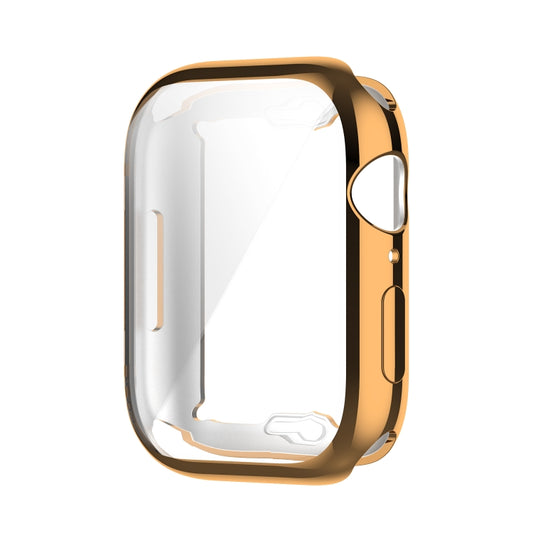 Shockproof TPU Full Protective Shell with Protective Film For Apple Watch Series 9 / 8 / 7 45mm(Rose Gold) - Watch Cases by buy2fix | Online Shopping UK | buy2fix