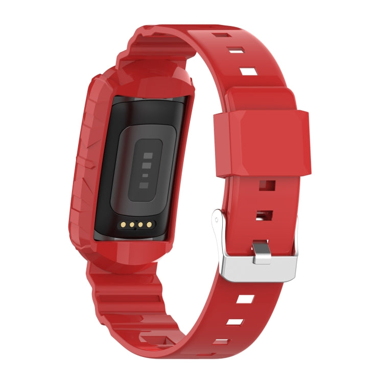 For Fitbit Charge 4 SE Silicone One Body Armor Watch Band(Red) - Watch Bands by buy2fix | Online Shopping UK | buy2fix