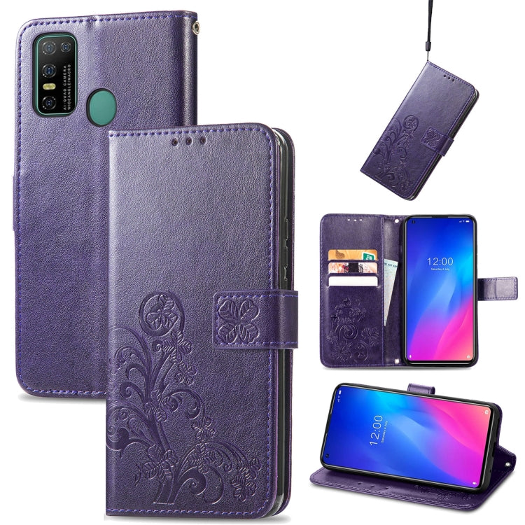 For Doogee N30 Four-leaf Clasp Embossed Buckle Mobile Phone Protection Leather Case(Purple) - More Brand by buy2fix | Online Shopping UK | buy2fix