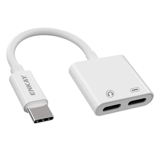 ENKAY ENK-AT105 USB-C / Type-C to Dual Type-C Headphone & Charging Adapter Data Cable - Audio Adapter by ENKAY | Online Shopping UK | buy2fix