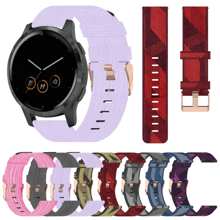 For Garmin Vivoactive 4S 18mm Nylon Woven Watch Band(Pink) - Watch Bands by buy2fix | Online Shopping UK | buy2fix