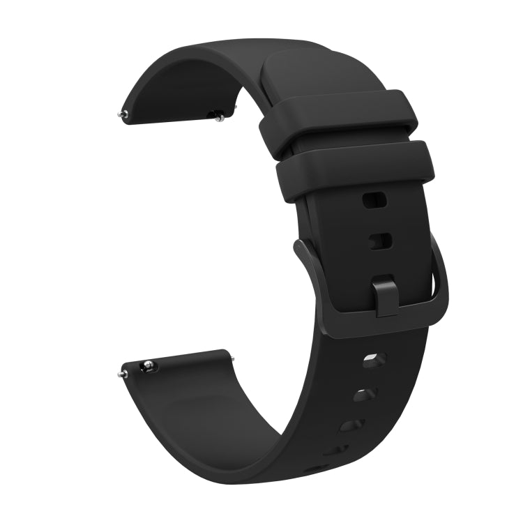 For Amazfit Stratos 22mm Solid Color Soft Silicone Watch Band(Black) - Watch Bands by buy2fix | Online Shopping UK | buy2fix