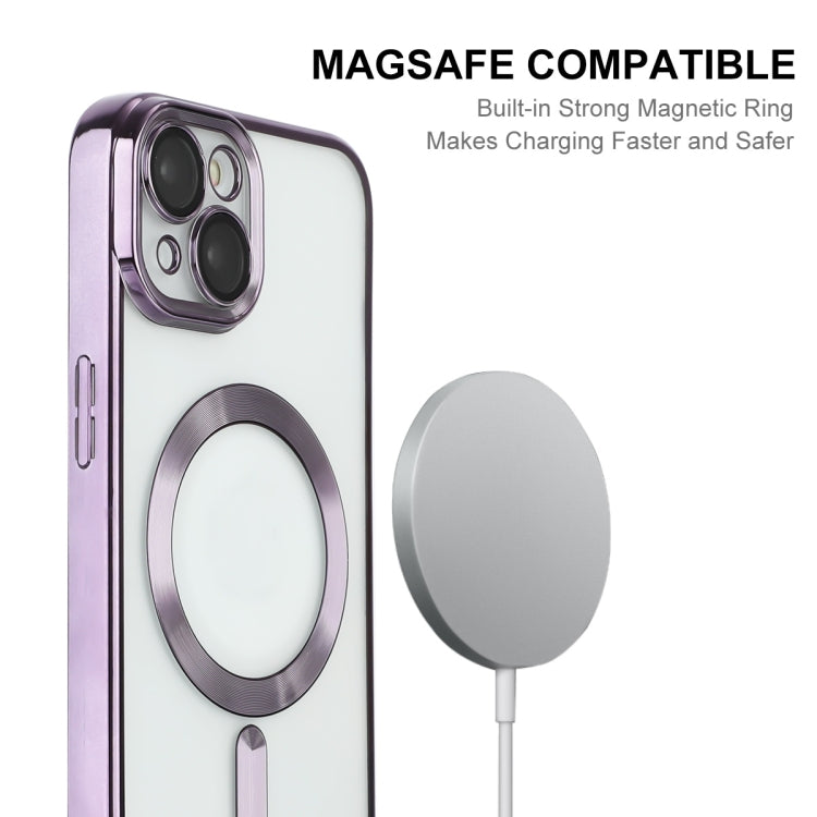 For iPhone 14 Plus ENKAY Electroplated MagSafe Shockproof TPU Phone Case with Lens Film(Purple) - iPhone 14 Plus Cases by ENKAY | Online Shopping UK | buy2fix