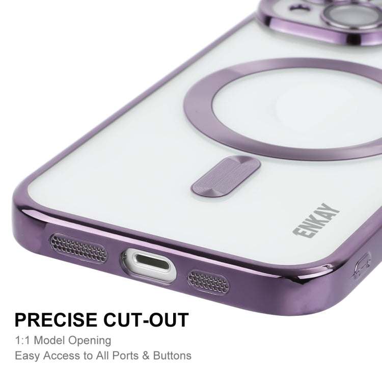 For iPhone 14 Plus ENKAY Electroplated MagSafe Shockproof TPU Phone Case with Lens Film(Purple) - iPhone 14 Plus Cases by ENKAY | Online Shopping UK | buy2fix