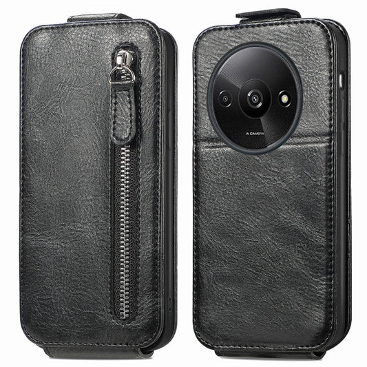 For Xiaomi Redmi A3 4G Zipper Wallet Vertical Flip Leather Phone Case(Black) - Xiaomi Cases by buy2fix | Online Shopping UK | buy2fix