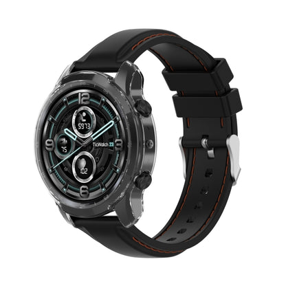 For Ticwatch Pro 3 Ultra TPU Color Transparent Half Wrapped Protective Shell(Transparent Black) - Watch Case by buy2fix | Online Shopping UK | buy2fix