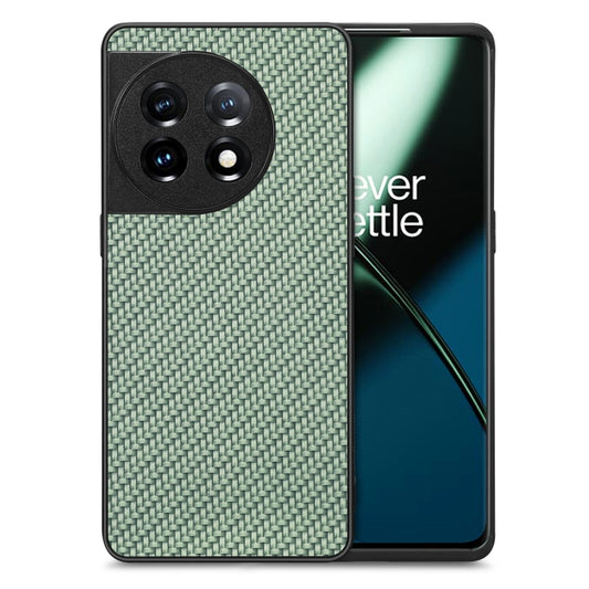 For OnePlus 11 Carbon Fiber Texture Leather Back Cover Phone Case(Green) - OnePlus Cases by buy2fix | Online Shopping UK | buy2fix