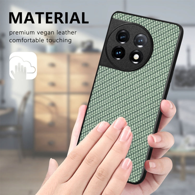 For OnePlus 11 Carbon Fiber Texture Leather Back Cover Phone Case(Green) - OnePlus Cases by buy2fix | Online Shopping UK | buy2fix