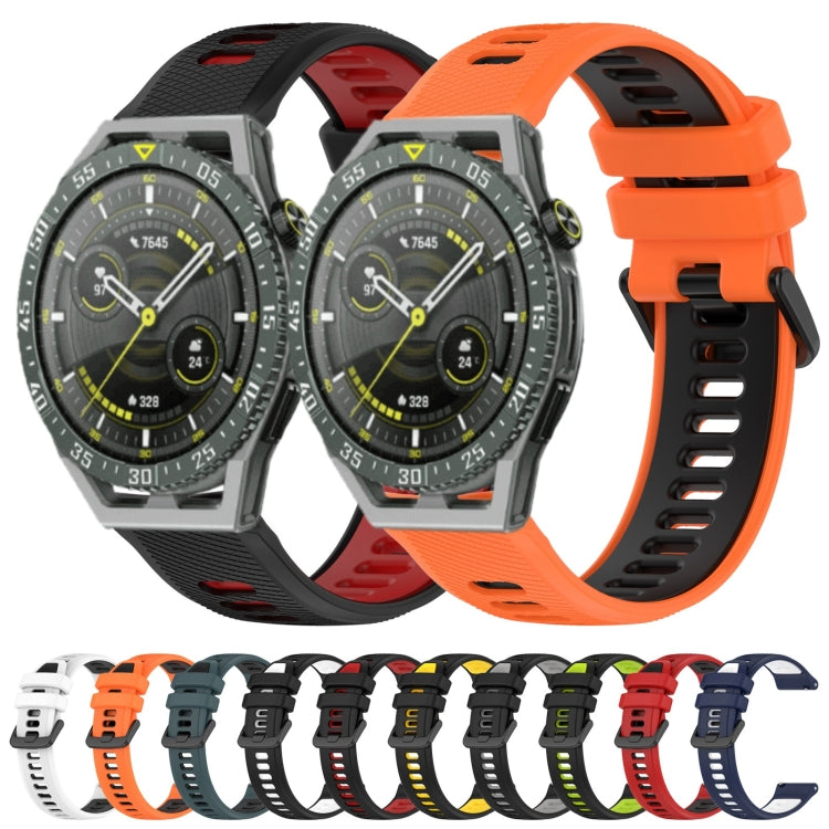 For Honor Magic Watch 2 46mm 22mm Sports Two-Color Silicone Watch Band(Black+Green) - Watch Bands by buy2fix | Online Shopping UK | buy2fix