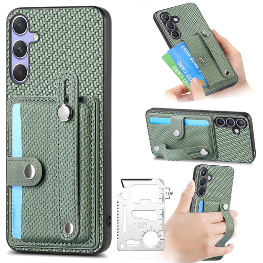 For Samsung Galaxy S25+ 5G Wristband Kickstand Wallet Back Phone Case with Tool Knife(Green) - Galaxy S25+ 5G Cases by buy2fix | Online Shopping UK | buy2fix