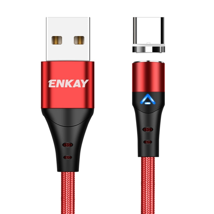 ENKAY 3A USB to Type-C Magnetic Fast Charging Data Cable with LED Light, Length:1m(Red) - Charging Cable & Head by ENKAY | Online Shopping UK | buy2fix