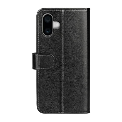 For iPhone 16 R64 Texture Horizontal Flip Leather Phone Case(Black) - iPhone 16 Cases by buy2fix | Online Shopping UK | buy2fix