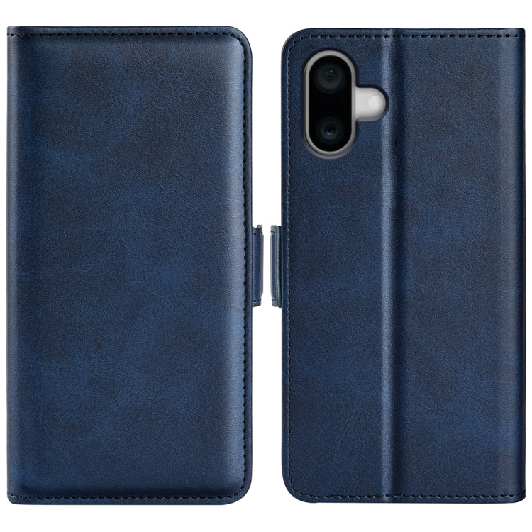 For iPhone 16 Plus Dual-side Magnetic Buckle Horizontal Flip Leather Phone Case(Dark Blue) - iPhone 16 Plus Cases by buy2fix | Online Shopping UK | buy2fix