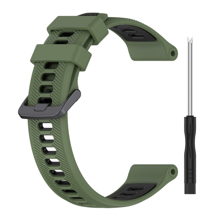 For Garmin Instinct Sports Two-Color Silicone Watch Band(Army Green+Black) - Watch Bands by buy2fix | Online Shopping UK | buy2fix