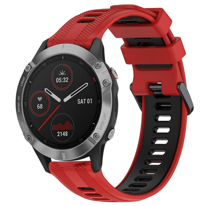 For Garmin Fenix 6 Solar Sports Two-Color Silicone Watch Band(Red+Black) - Watch Bands by buy2fix | Online Shopping UK | buy2fix