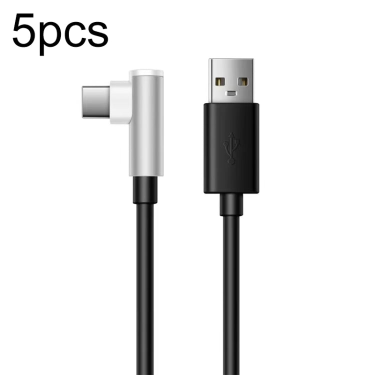 5pcs XJ-94 1m USB to Type-C Elbow Fast Charging Data Cable for Samsung and Other Phone(Black) - USB-C & Type-C Cable by buy2fix | Online Shopping UK | buy2fix