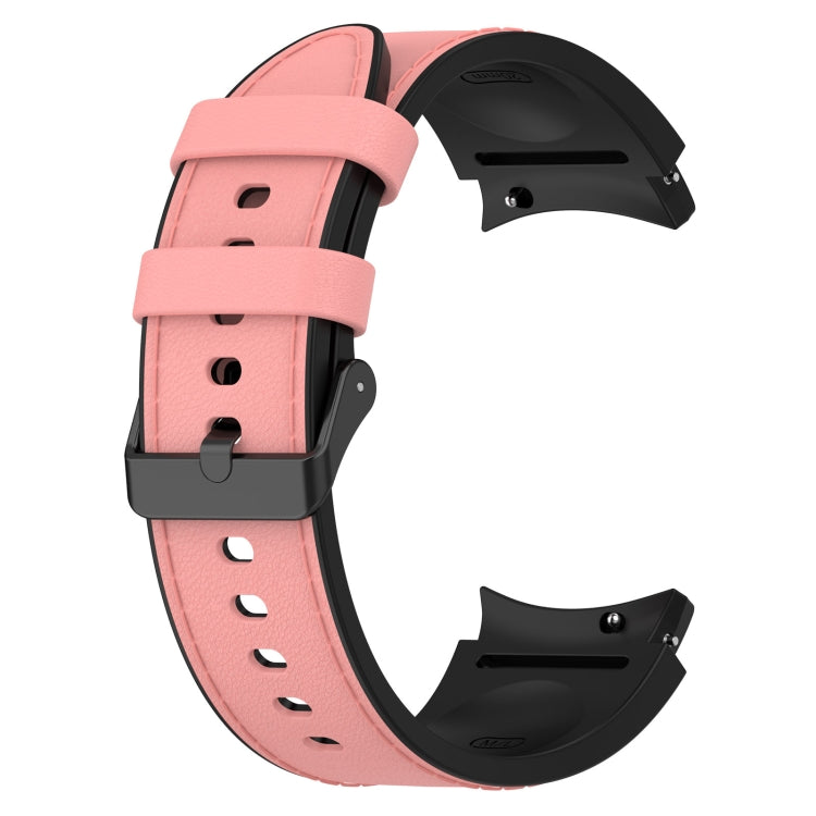 For Samsung Galaxy Watch 6 Classic Silicone Leather Black Buckle Watch Band(Pink) - Watch Bands by buy2fix | Online Shopping UK | buy2fix