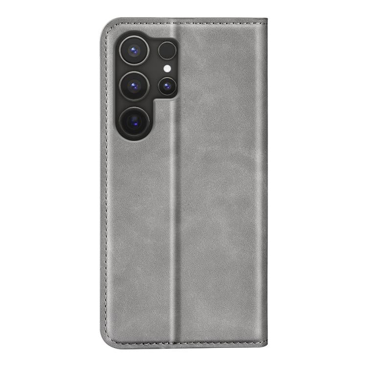 or Samsung Galaxy S25 Ultra 5G Retro-skin Magnetic Suction Leather Phone Case(Grey) - Galaxy S25 Ultra 5G Cases by buy2fix | Online Shopping UK | buy2fix