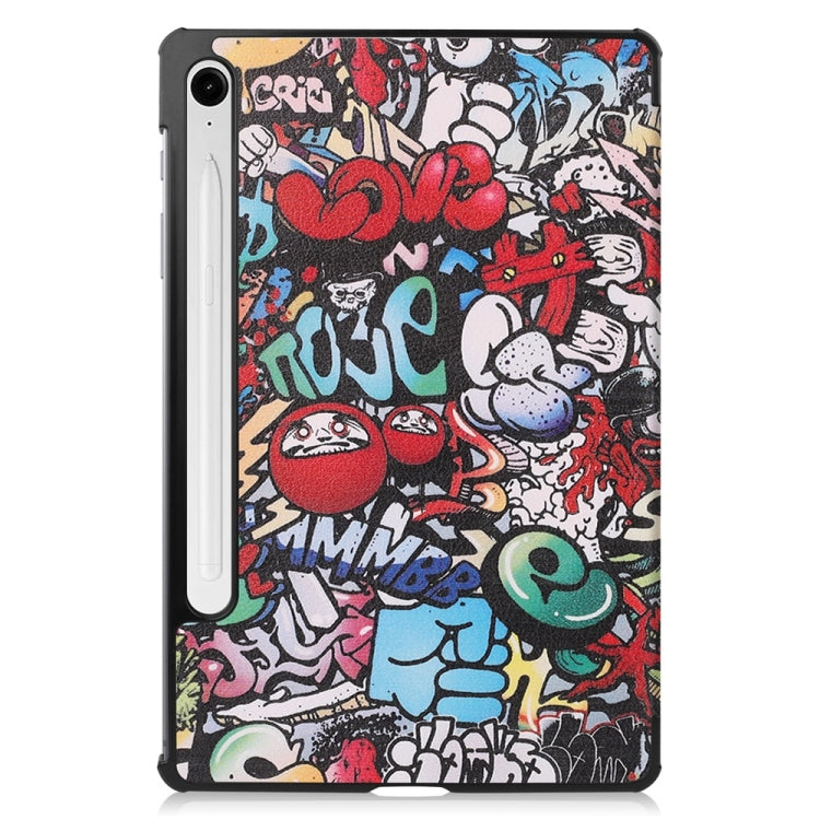 For Samsung Galaxy Tab S9 FE 10.9 JUNSUNMAY Custer Painted 3-Fold Stand Leather Smart Tablet Case(Graffiti) - Galaxy Tab S9 FE by JUNSUNMAY | Online Shopping UK | buy2fix