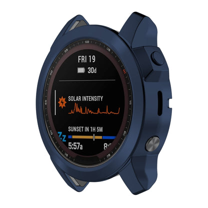 For Garmin Fenix 7S Pro Half Package Electroplated TPU Watch Protective Case(Blue) - Watch Cases by buy2fix | Online Shopping UK | buy2fix