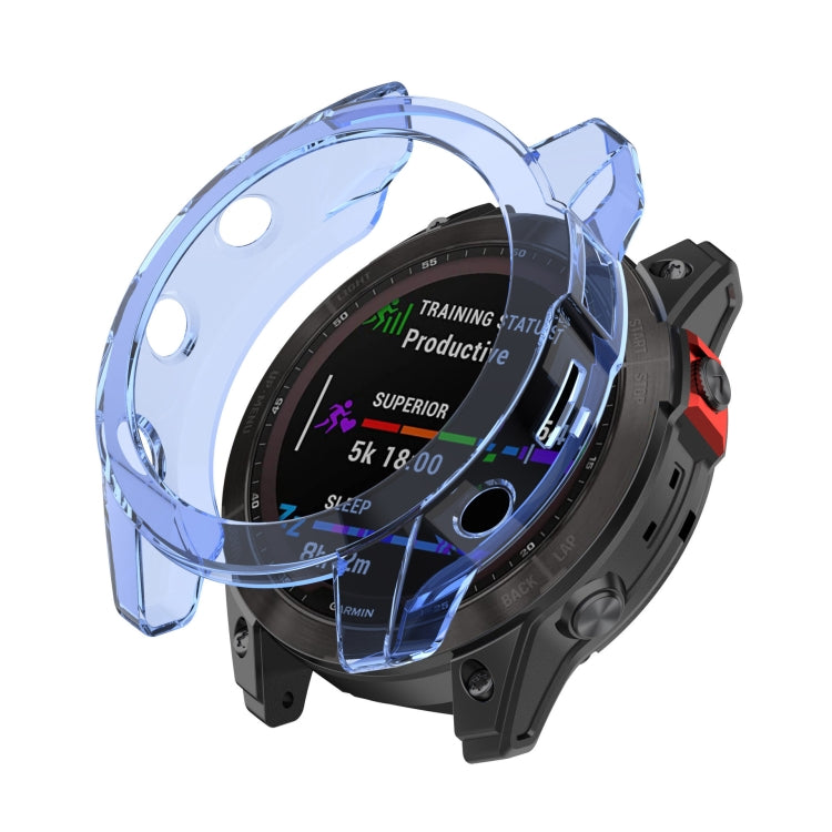 For Garmin Fenix 7 Pro Half-Package TPU Watch Protective Case(Transparent Blue) - Watch Cases by buy2fix | Online Shopping UK | buy2fix