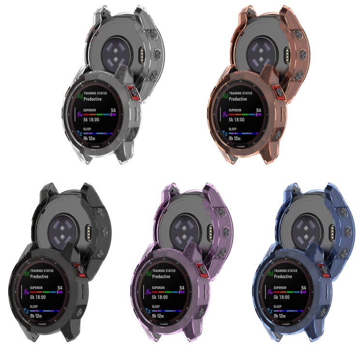 For Garmin Fenix 7X Pro Half-Package TPU Watch Protective Case(Transparent Blue) - Watch Cases by buy2fix | Online Shopping UK | buy2fix