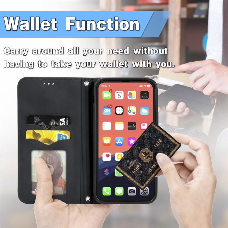 For iPhone 16 Pro Retro Skin Feel Magnetic Flip Leather Phone Case(Black) - iPhone 16 Pro Cases by buy2fix | Online Shopping UK | buy2fix