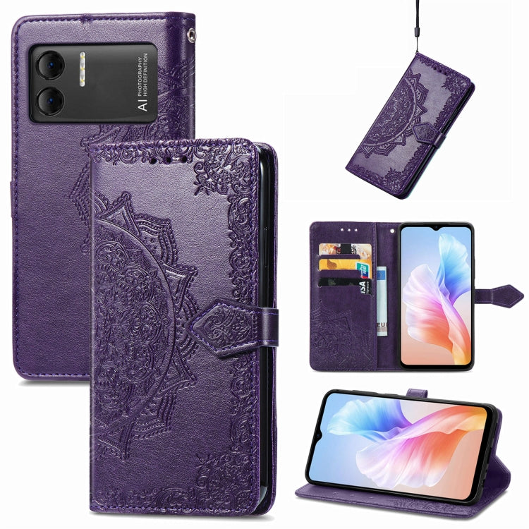 For DOOGEE X98 Pro / X98 Mandala Flower Embossed Leather Phone Case(Purple) - Doogee Cases by buy2fix | Online Shopping UK | buy2fix