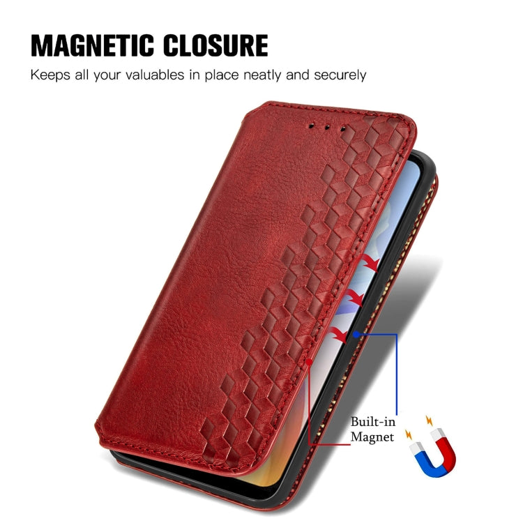 For DOOGEE X98 Pro / X98 Cubic Grid Pressed Magnetic Leather Phone Case(Red) - Doogee Cases by buy2fix | Online Shopping UK | buy2fix