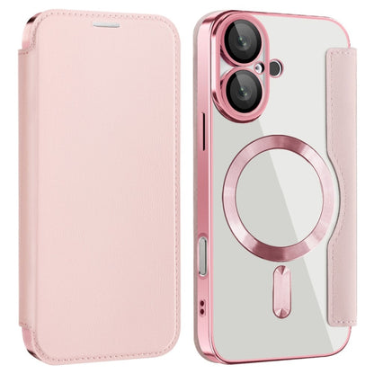 For iPhone 16 Plus Shield MagSafe RFID Anti-theft Leather Phone Case(Pink) - iPhone 16 Plus Cases by buy2fix | Online Shopping UK | buy2fix