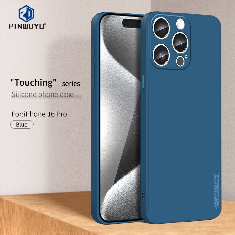 For iPhone 16 Pro PINWUYO Sense Series Liquid Silicone TPU Phone Case(Blue) - iPhone 16 Pro Cases by PINWUYO | Online Shopping UK | buy2fix