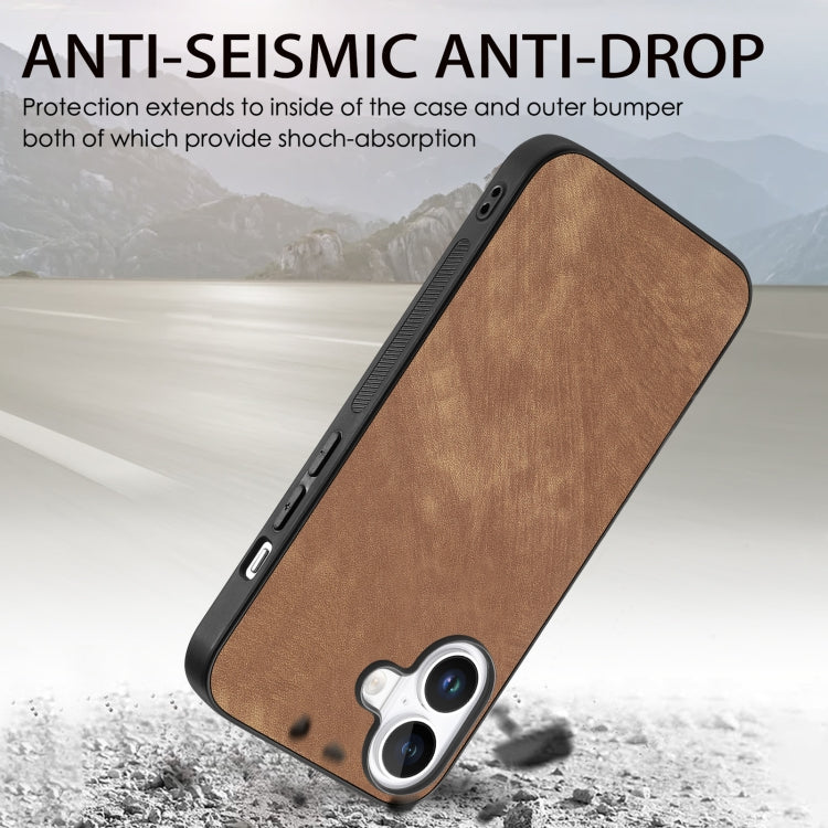 For iPhone 16 Vintage Leather PC Back Cover Phone Case(Brown) - iPhone 16 Cases by buy2fix | Online Shopping UK | buy2fix