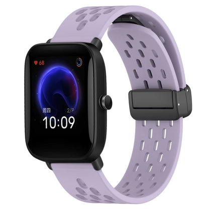 For Amazfit Pop 20mm Folding Magnetic Clasp Silicone Watch Band(Purple) - Watch Bands by buy2fix | Online Shopping UK | buy2fix