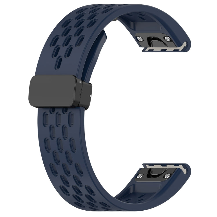 For Garmin Tactix 7 / Tactix DELTA Quick Release Holes Magnetic Buckle Silicone Watch Band(Dark Blue) - Watch Bands by buy2fix | Online Shopping UK | buy2fix