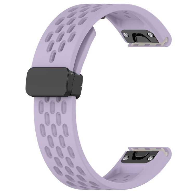 For Garmin Fenix 5X GPS / 5X Puls Quick Release Holes Magnetic Buckle Silicone Watch Band(Purple) - Watch Bands by buy2fix | Online Shopping UK | buy2fix