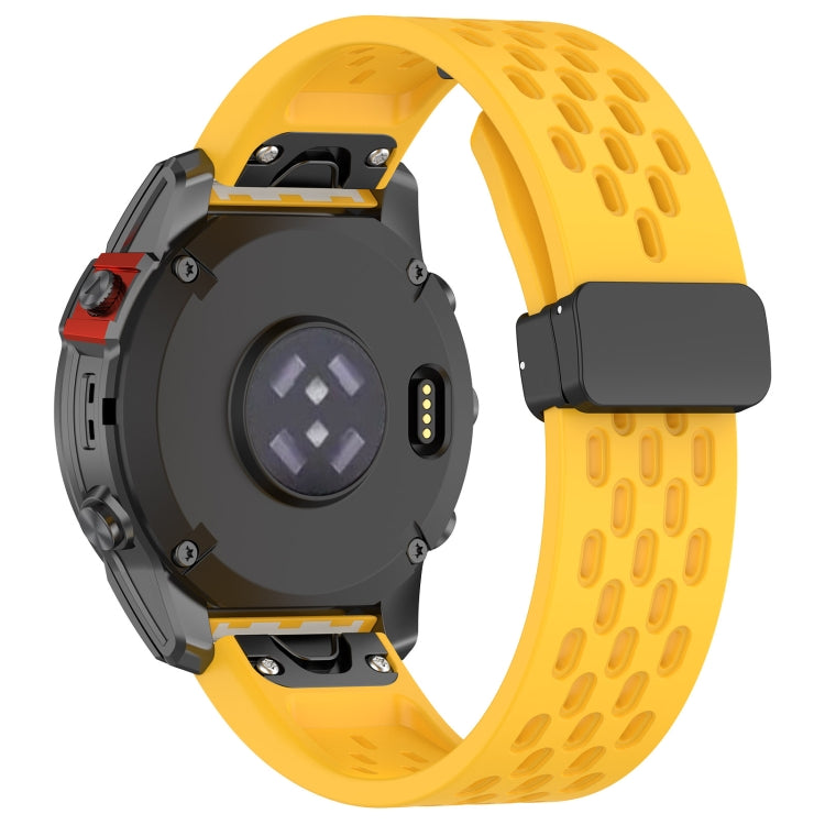 For Garmin Fenix 5X GPS / 5X Puls Quick Release Holes Magnetic Buckle Silicone Watch Band(Yellow) - Watch Bands by buy2fix | Online Shopping UK | buy2fix