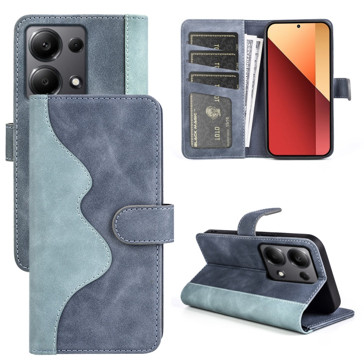 For Xiaomi Redmi Note 13 4G Stitching Horizontal Flip Leather Phone Case(Blue) - Note 13 Cases by buy2fix | Online Shopping UK | buy2fix