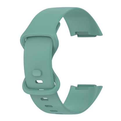 For Fitbit Charge 6 Solid Color Butterfly Buckle Silicone Watch Band, Size:S Size(Pine Green) - Watch Bands by buy2fix | Online Shopping UK | buy2fix