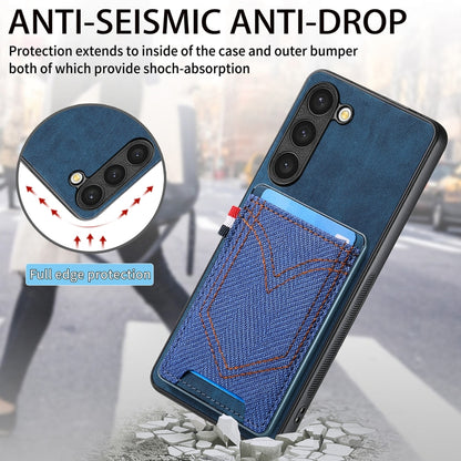 For Samsung Galaxy S25 5G Denim Texture Leather Skin Phone Case with Card Slot(Blue) - Galaxy S25 5G Cases by buy2fix | Online Shopping UK | buy2fix