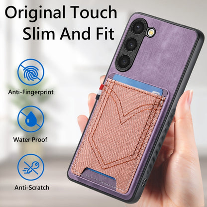 For Samsung Galaxy S25+ 5G Denim Texture Leather Skin Phone Case with Card Slot(Purple) - Galaxy S25+ 5G Cases by buy2fix | Online Shopping UK | buy2fix