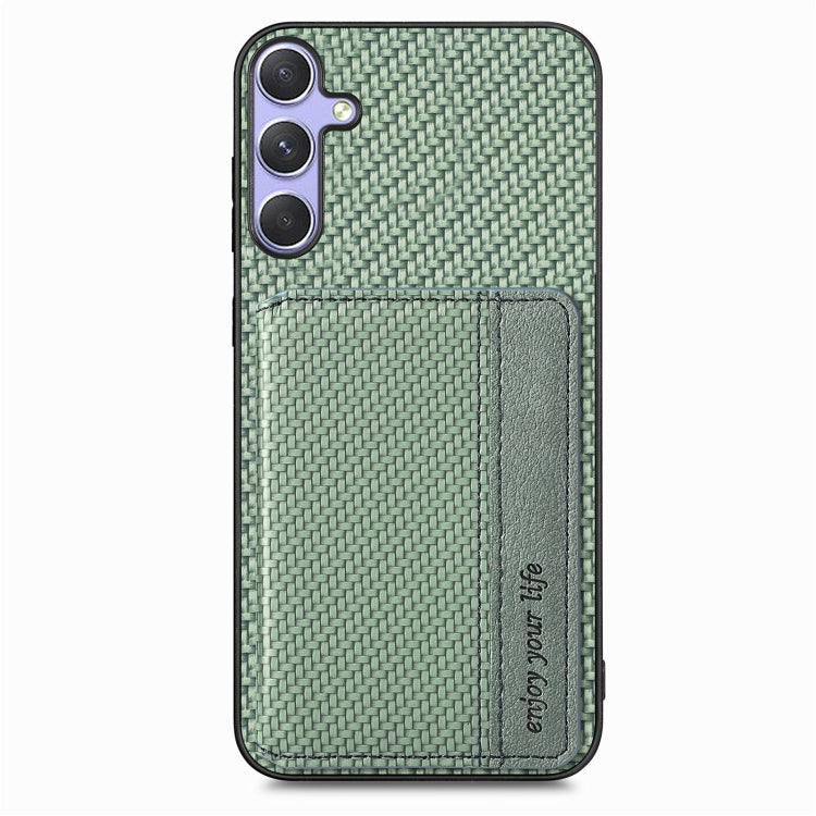 For Samsung Galaxy S25 Ultra 5G Carbon Fiber Magnetic Card Wallet RFID Blocking Phone Case(Green) - Galaxy S25 Ultra 5G Cases by buy2fix | Online Shopping UK | buy2fix