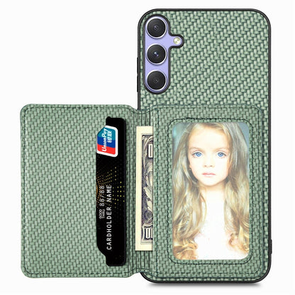 For Samsung Galaxy S25 Ultra 5G Carbon Fiber Magnetic Card Wallet RFID Blocking Phone Case(Green) - Galaxy S25 Ultra 5G Cases by buy2fix | Online Shopping UK | buy2fix