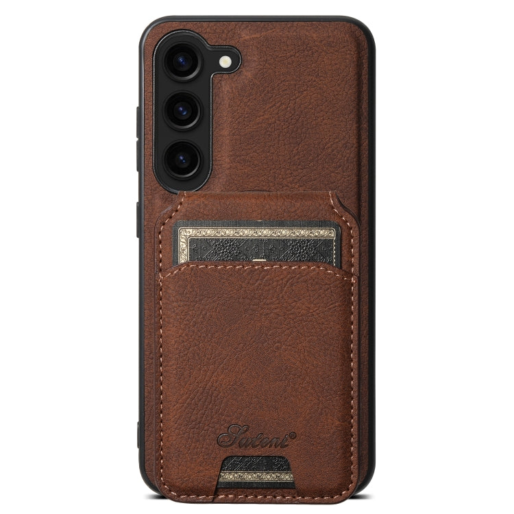 For Samsung Galaxy S24+ 5G Suteni H16 Litchi Texture Leather Detachable Wallet Back Phone Case(Brown) - Galaxy S24+ 5G Cases by Suteni | Online Shopping UK | buy2fix