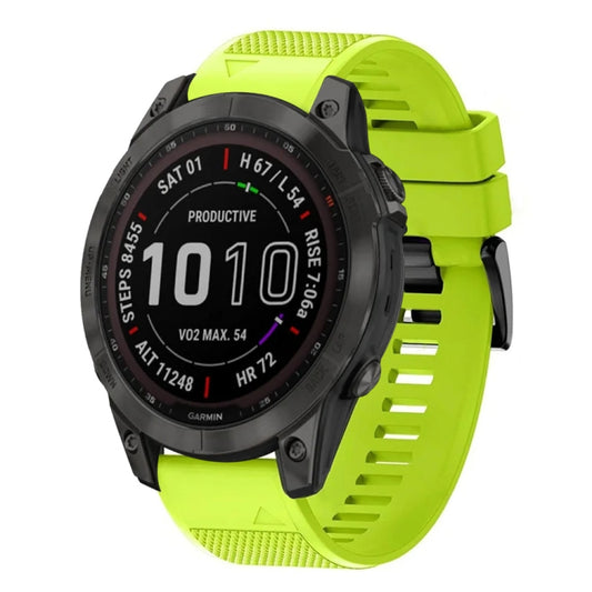 For Garmin Fenix 7 Sapphire Solar 22mm Quick Release Silicone Watch Band(Lime Green) - Watch Bands by buy2fix | Online Shopping UK | buy2fix