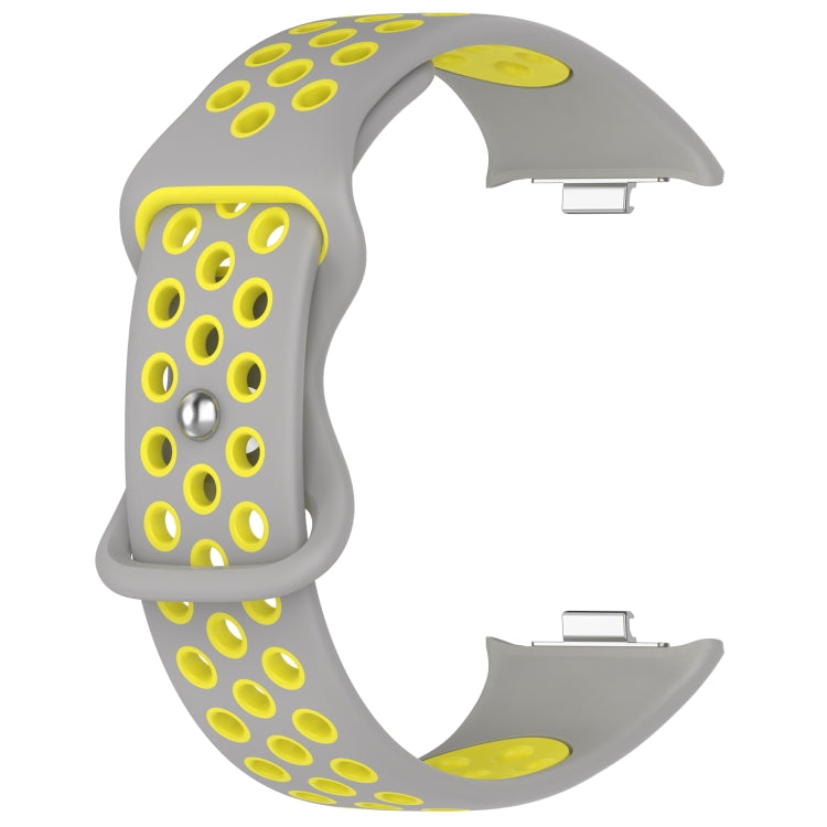 For Redmi Watch 4 Dual Color Perforated Silicone Watch Band(Gray Yellow) - Watch Bands by buy2fix | Online Shopping UK | buy2fix