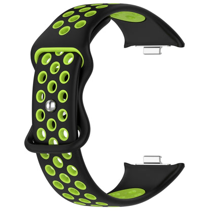 For Redmi Watch 4 Dual Color Perforated Silicone Watch Band(Black Green) - Watch Bands by buy2fix | Online Shopping UK | buy2fix