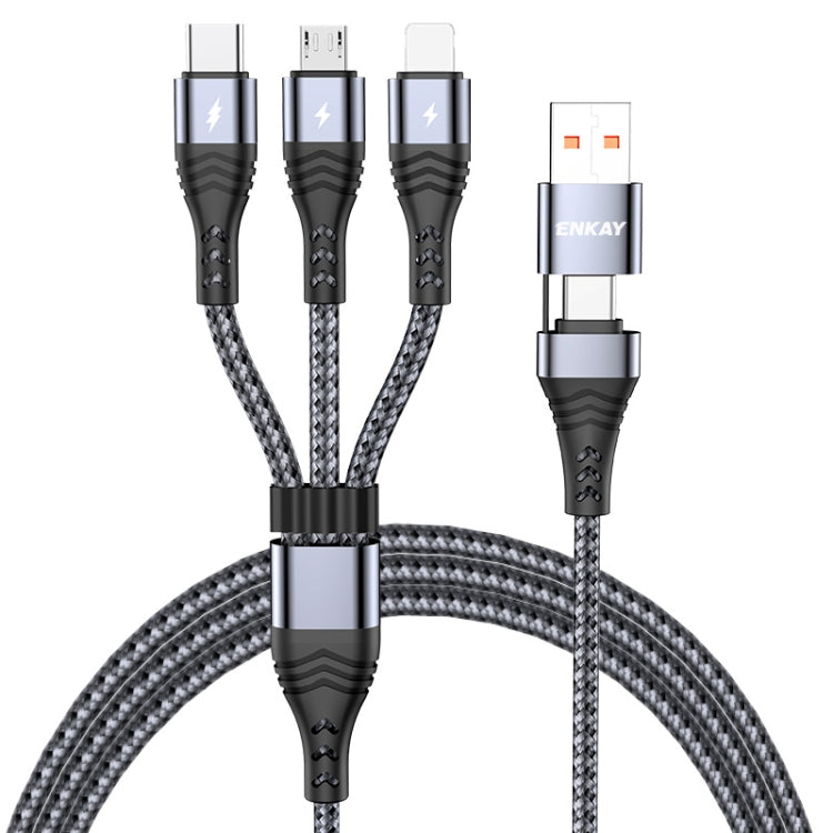 ENKAY 6-in-1 5A USB / Type-C to Type-C / 8 Pin / Micro USB Multifunction Fast Charging Cable, Cable Length:1m(Grey) - Multifunction Cable by ENKAY | Online Shopping UK | buy2fix