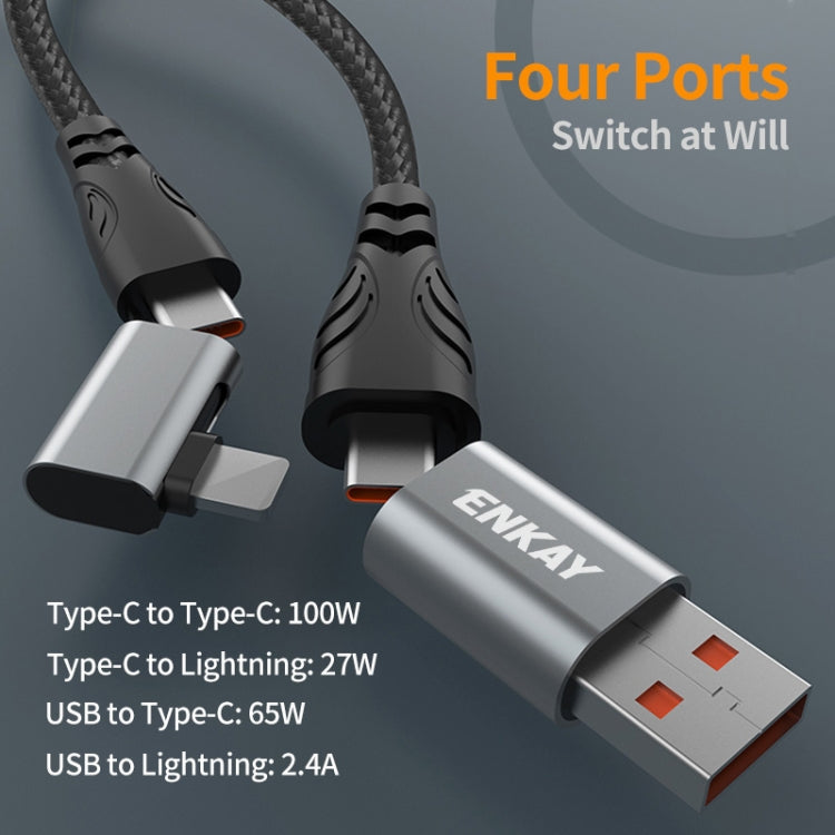 ENKAY PD100W 4-in-1 USB-A / Type-C to Type-C / 8 Pin Multifunction Fast Charging Cable with E-Marker, Cable Length:2m - Multifunction Cable by ENKAY | Online Shopping UK | buy2fix